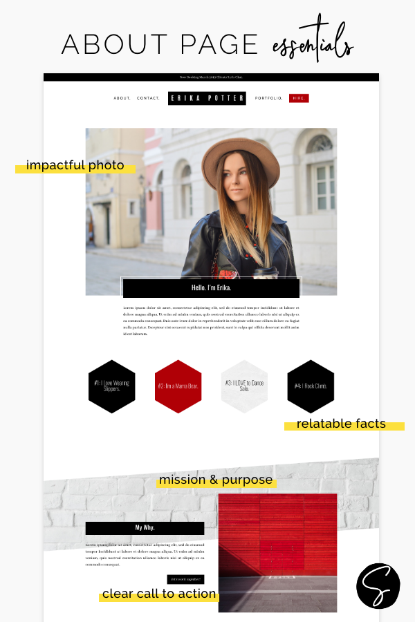 Your about page is one of the most visited pages on your website! Include these 4 elements for the perfect about page. @hellosammunoz www.makingwebsitemagic.com | #diywebsitedesign about page website | about page website online business | #aboutpageinspiration